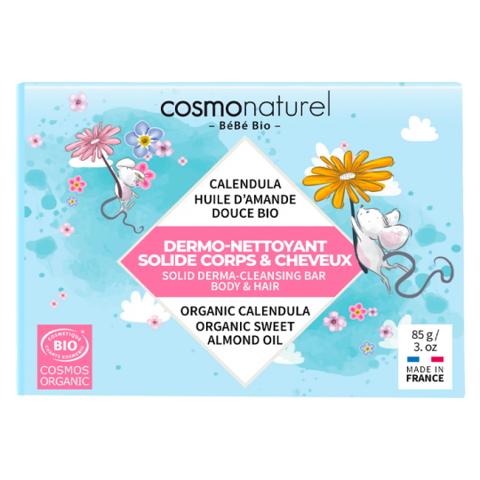cosmonaturel-dermo-твърд-бебешки-шампоан-и-душ-гел-органик-odonata Твърд бебешки бар клензър за лице, коса и тяло - COSMO NATUREL