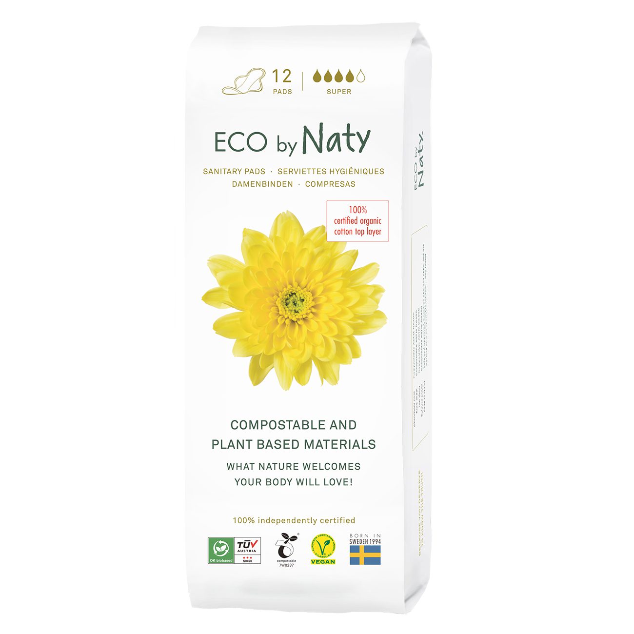 eco-by-naty-дамски-превръзки-био ECO by Naty - дамски превръзки - 12бр (супер)
