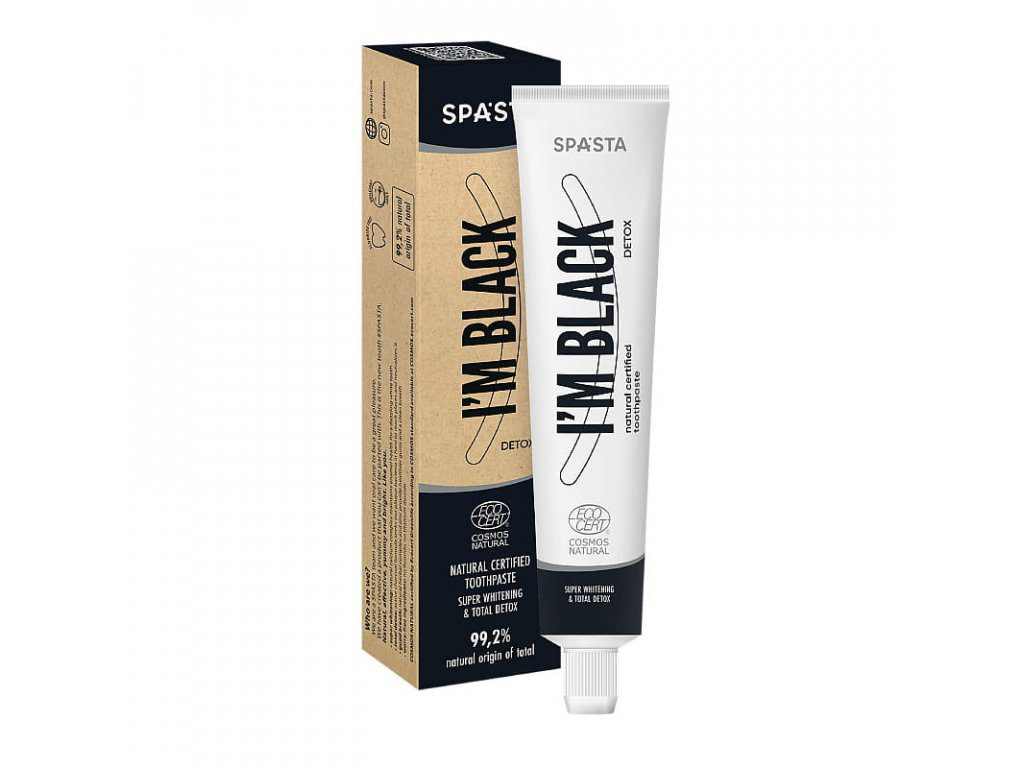 spasta-ecocert SPASTA I'M BLACK Super whitening & detox - избелваща паста за зъби