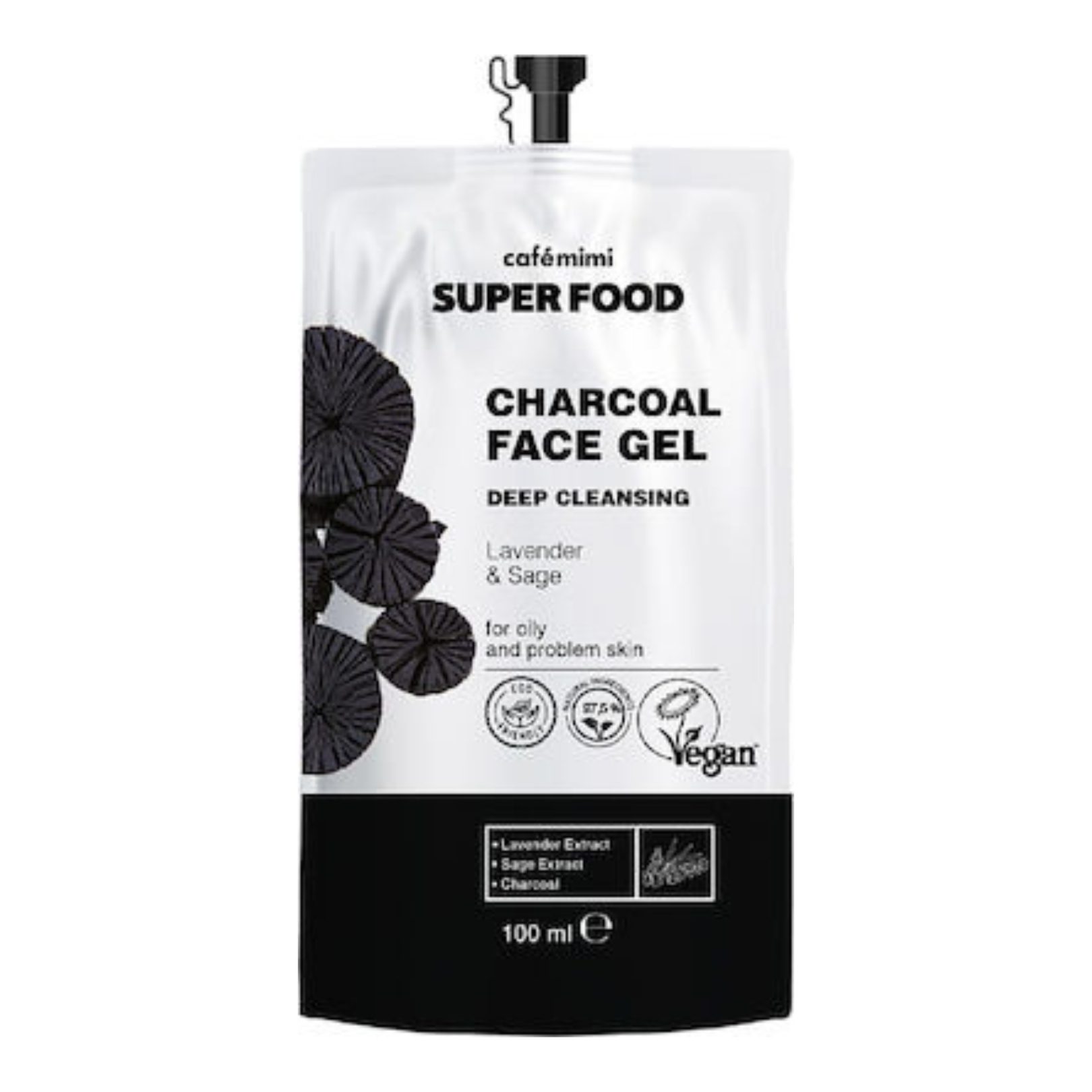 cafe_mimi_charcoal_deep_cleansing_face_gel_100ml-odonata Дълбоко почистващ гел за мазна и проблемна кожа с активен въглен - Cafè mimi