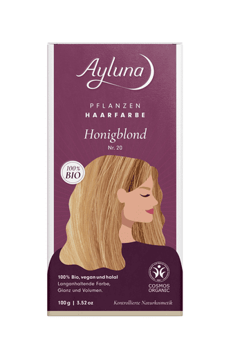 Био веган билкова боя (къна) за коса - AYLUNA - No20 Honey blonde