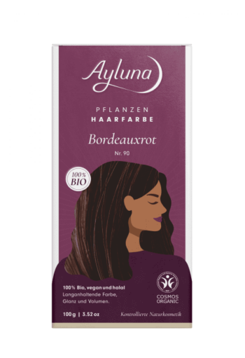 Био веган билкова боя (къна) за коса - AYLUNA - No90 Bordeaux Red