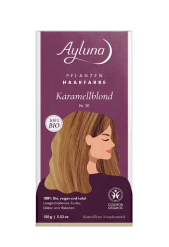 Био веган билкова боя (къна) за коса - AYLUNA - No30 Caramel Blonde