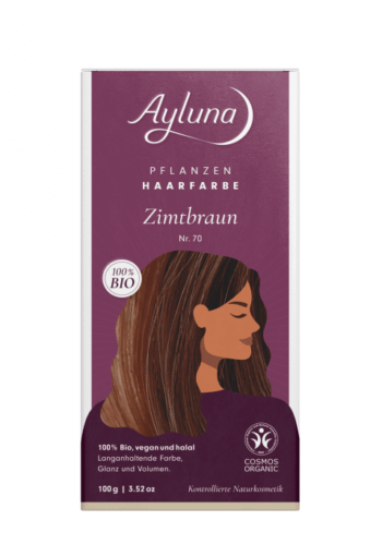 Био веган билкова боя (къна) за коса - AYLUNA - No70 Cinnamon Brown