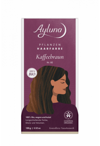 Био веган билкова боя (къна) за коса - AYLUNA - No80 Coffee Brown
