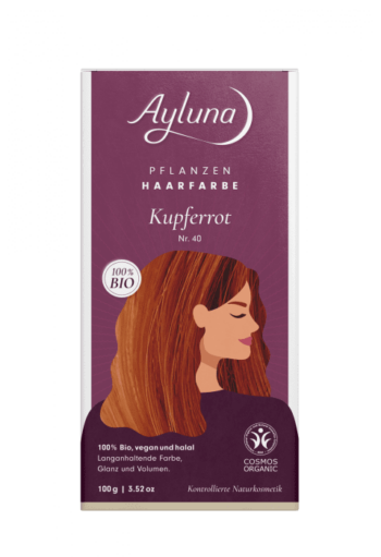 Био веган билкова боя (къна) за коса - AYLUNA - No40 Copper Red