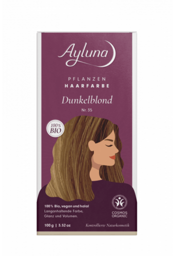 Био веган билкова боя (къна) за коса - AYLUNA - No35 Dark Blonde