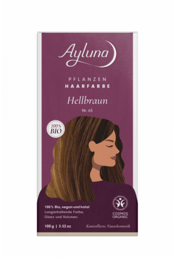 Био веган билкова боя (къна) за коса - AYLUNA - No65 Light Brown