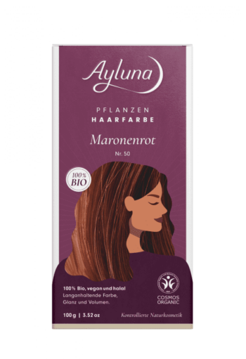 Био веган билкова боя (къна) за коса - AYLUNA - No50 Maroon Red