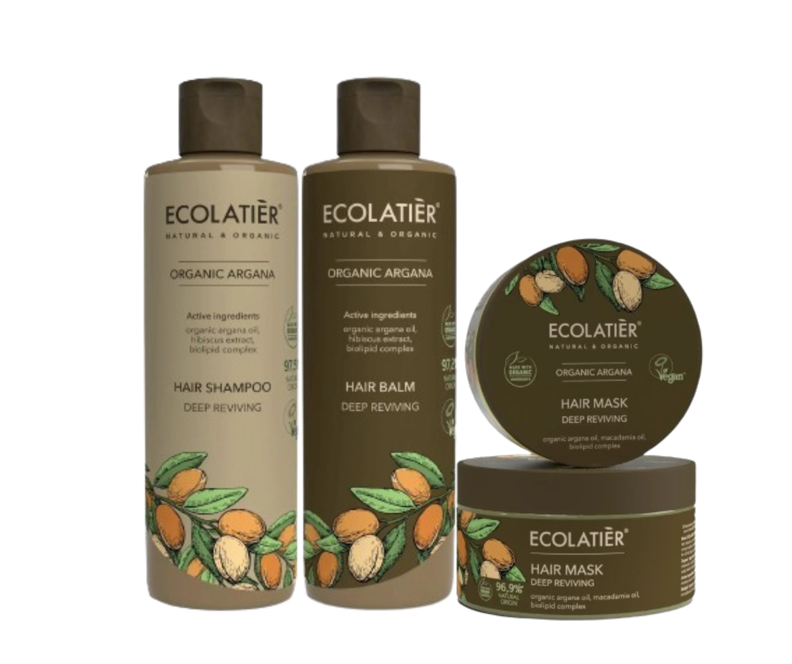Ecolatier-Възстановяваща-серия-за-коса-с-арган-Шампоан-Балсам-и-маска-odonata Ecolatier - Възстановяваща серия за коса с арган - Шампоан, Балсам и маска