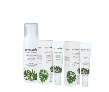 Ecolatier - Сет за лице с канабис - Пяна, Дневен и околоочен крем