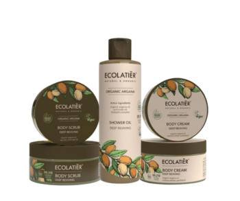 Ecolatier - Сет за тяло с арган - Душ олио, крем и скраб за тяло
