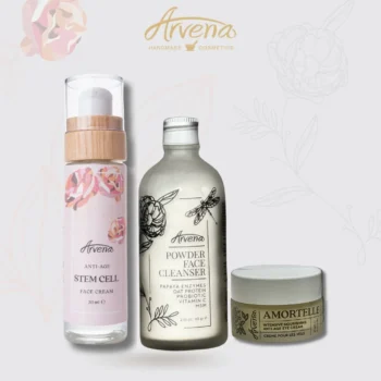 Ензимна почистваща пудра + околоочен крем + Stem cell крем за лице - ARVENA